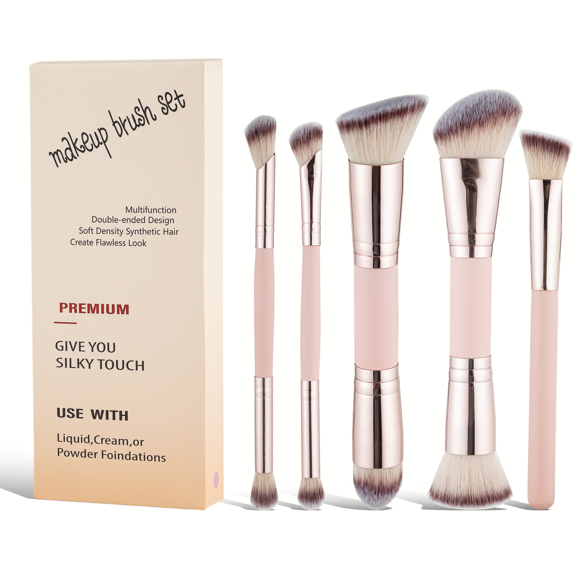 Coslora 5 Piece Brush Set - Foundation Contour Concealer Blush Eyeshadow Brushes